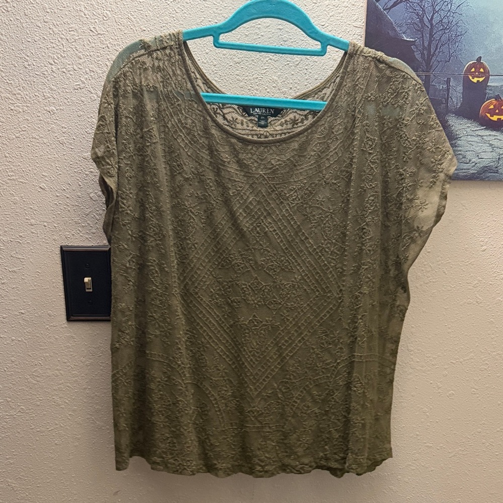 Ralph Lauren Olive Lace Blouse